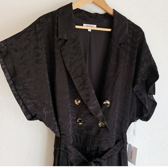 Good American Summer Boss Double Breasted Satin Jumpsuit Black Sz 6/3X NWT - Picture 2 of 3